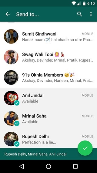 WhatsApp Tricks share to multiple people