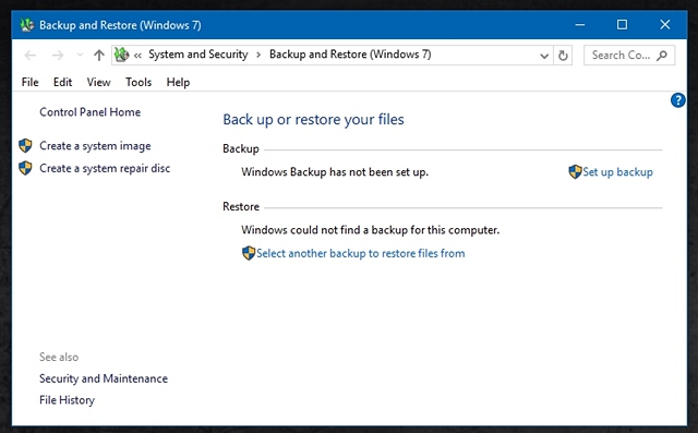 Windows 10 Backup and Restore