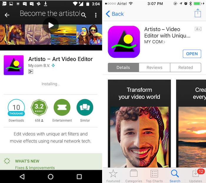 Artisto: A Great Prisma Like App for Videos