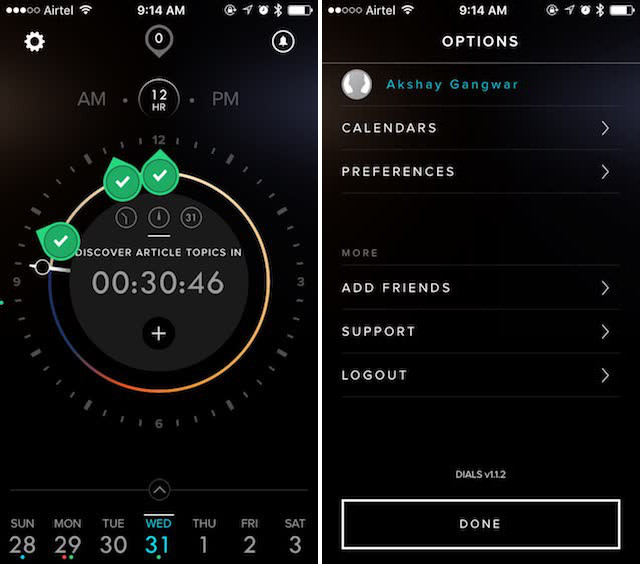 dials calendar