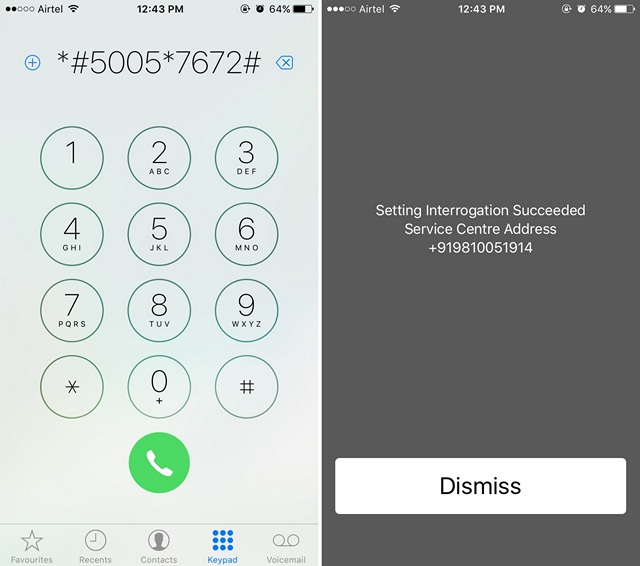 iPhone Secret Codes check SMS center