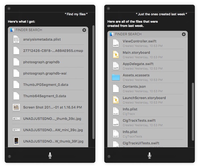 macOS Sierra tricks siri find files