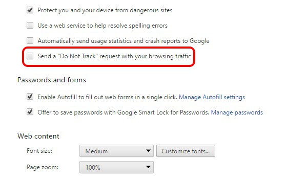 Как включить do not track в chrome