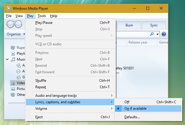 mkv-Untertitel in Windows Media Player