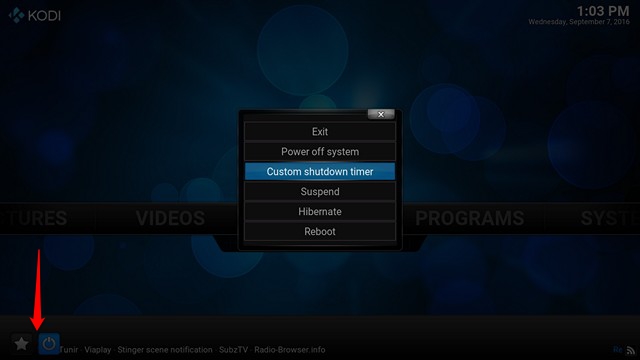 kodi shutdown timer