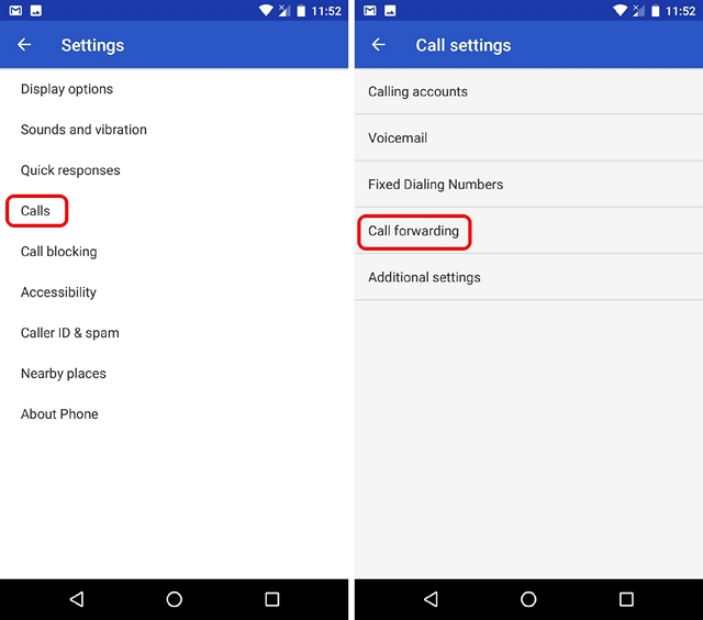 call forwarding conditional meaning android