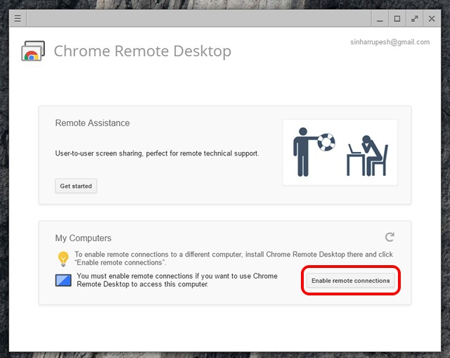 chrome remote desktop enable remote connections linux