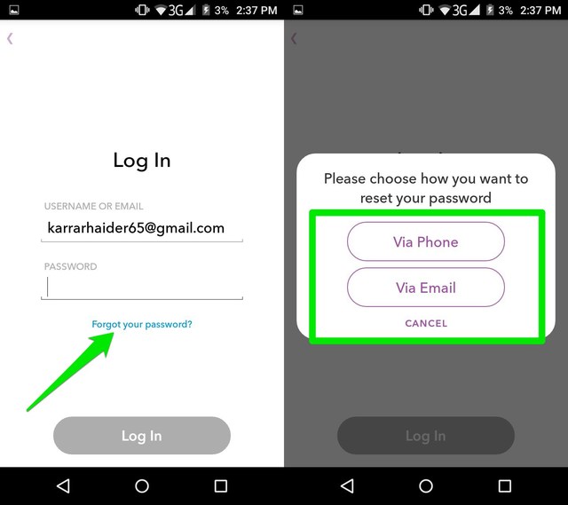 Snapchat suspicious login bypass