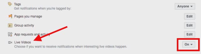 turn off Facebook Live notifications