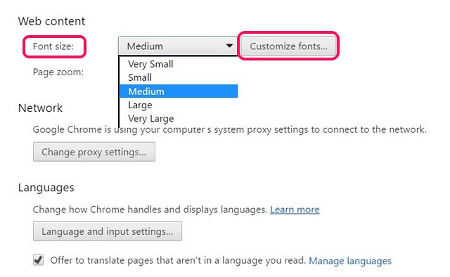 chrome-text-size-settings