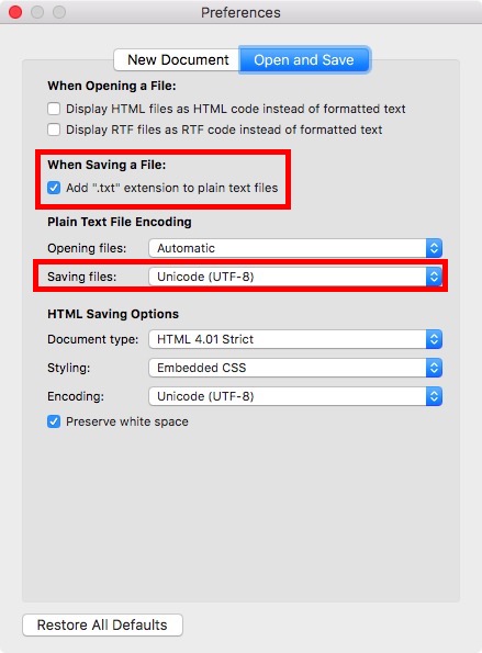 change text encoding mac