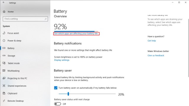 Battery Details in Windows 10 Settings 1