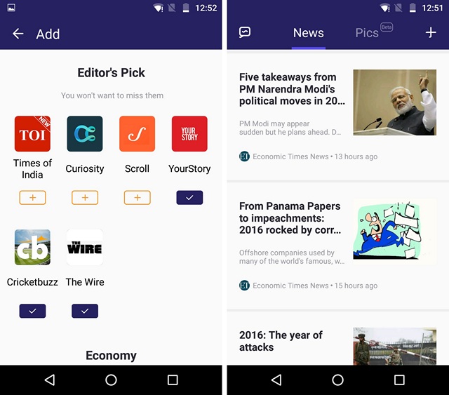 One - Read Anything App for Android: Different News Sources in one app