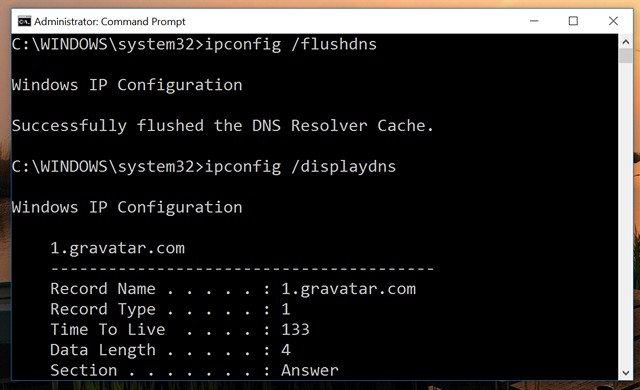 update dns cache windows 10