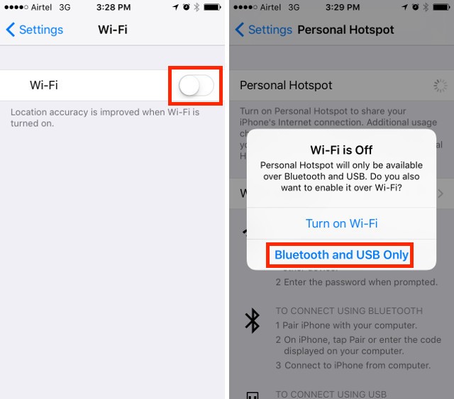 how to connect hp laptop to hotspot iphone