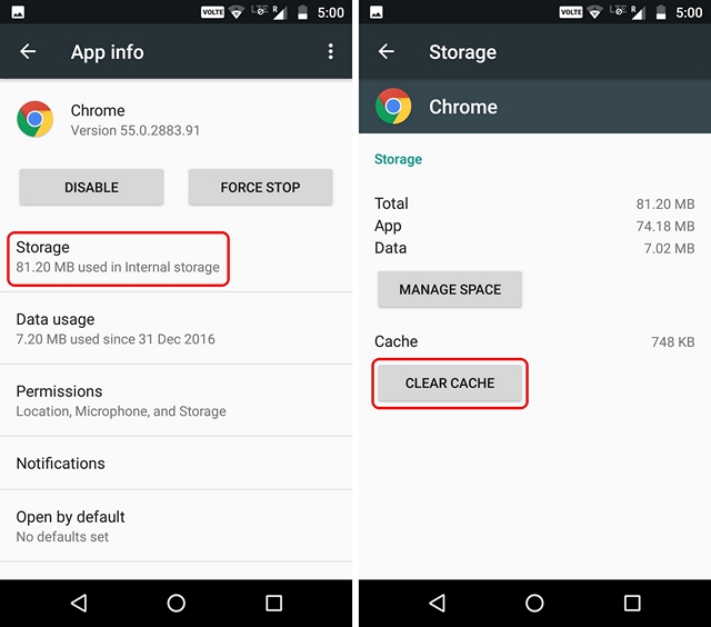 Clear App Cache Android