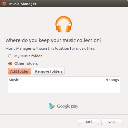 google music manager library folders