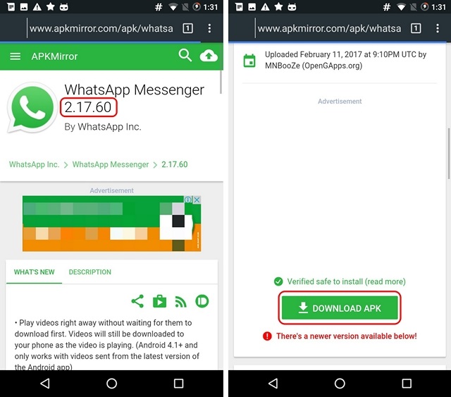 Baixe o APK do WhatsApp mais antigo