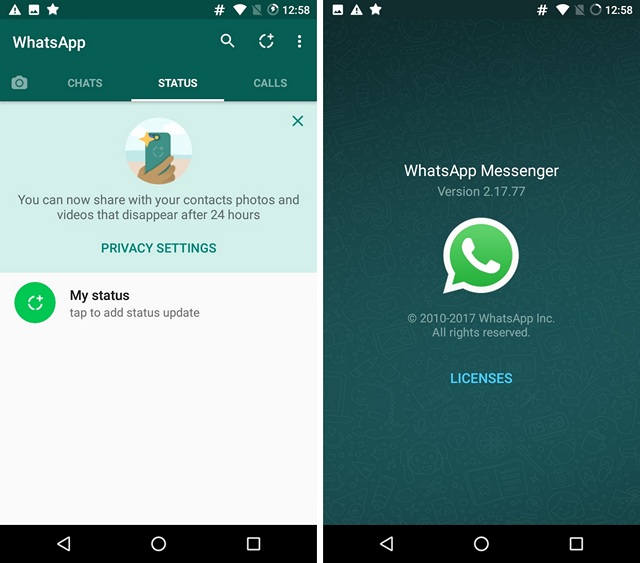 New WhatsApp Status and Version