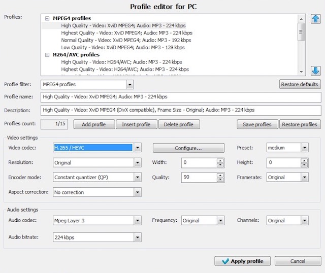 vsdc export options 2