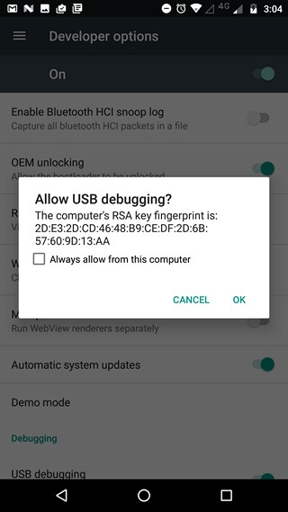 Allow USB Debugging