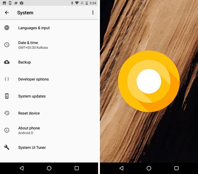 Android O About Page