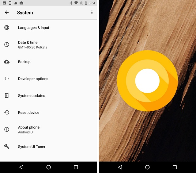 Pagina Informazioni su Android O