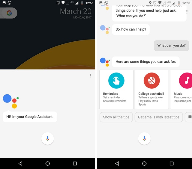 Google Assistent ingeschakeld