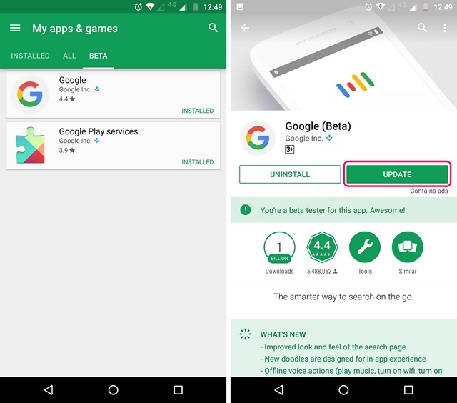 Play Store Beta APps