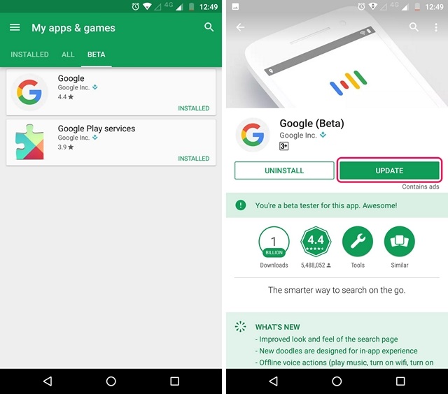 Play Store-bèta-apps