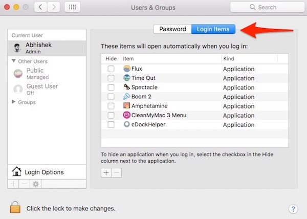 how to change startup programs on mac