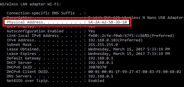 enter wifi network mac address windows 10