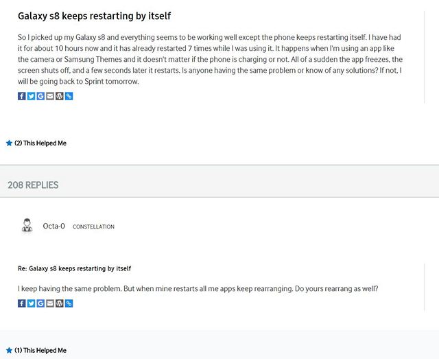 Samsung Galaxy S8 is Randomly Restarting for Several Users