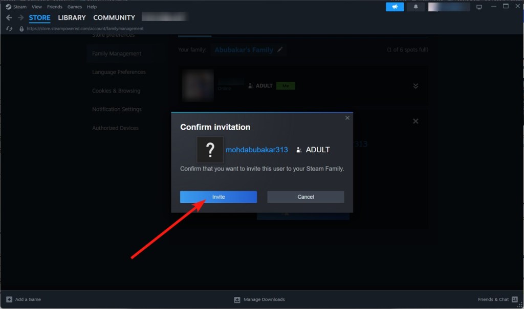 Invite final - steam family sharing