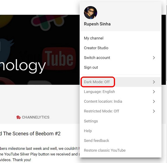 How to Enable YouTube Dark Mode in Chrome, Firefox or Edge Beebom