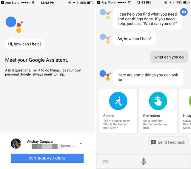 Google Assistant on iPHone India