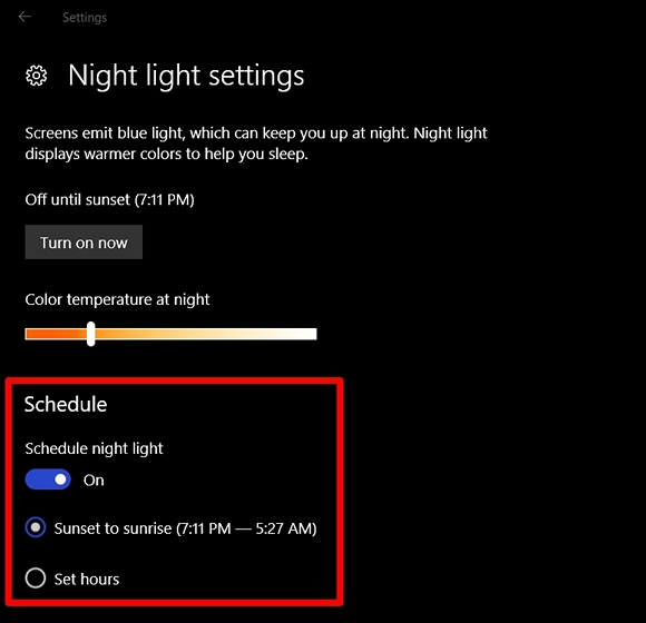 How to Enable Night Light in Windows 10