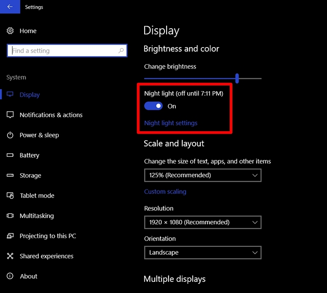 How to Enable Night Light in Windows 10
