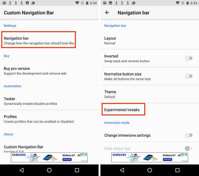 Come impostare le icone della barra di navigazione personalizzate in Android (senza root)