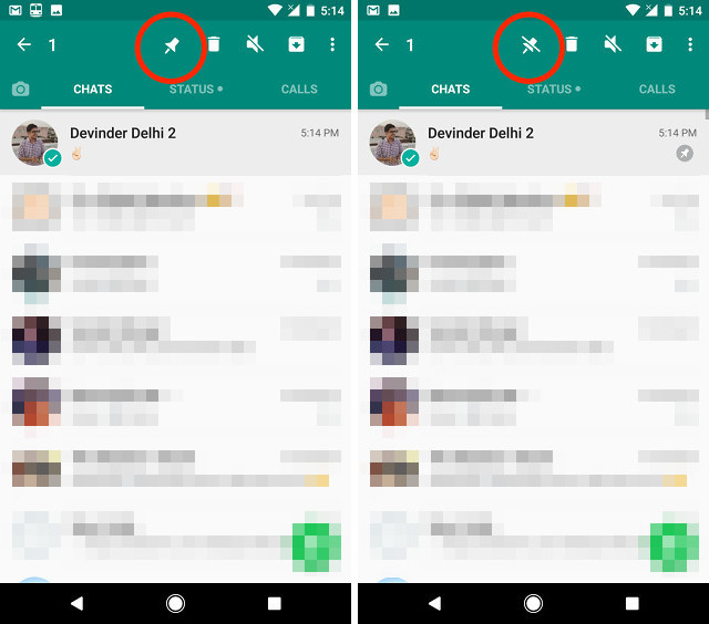 whatsapp chat pinning feature