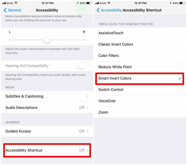 How to Enable an iOS Invert Colors Shortcut on the iPhone