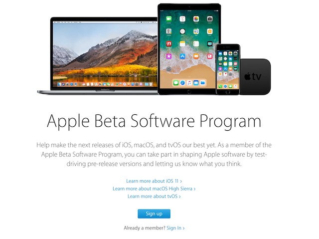 Apple Beta Software Page