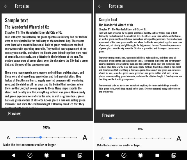 Font Size Before and After