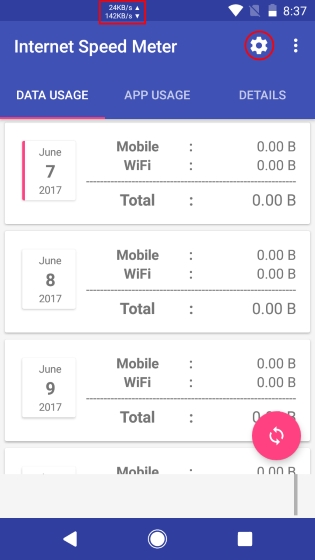 Internet Speed Meter Open Screen