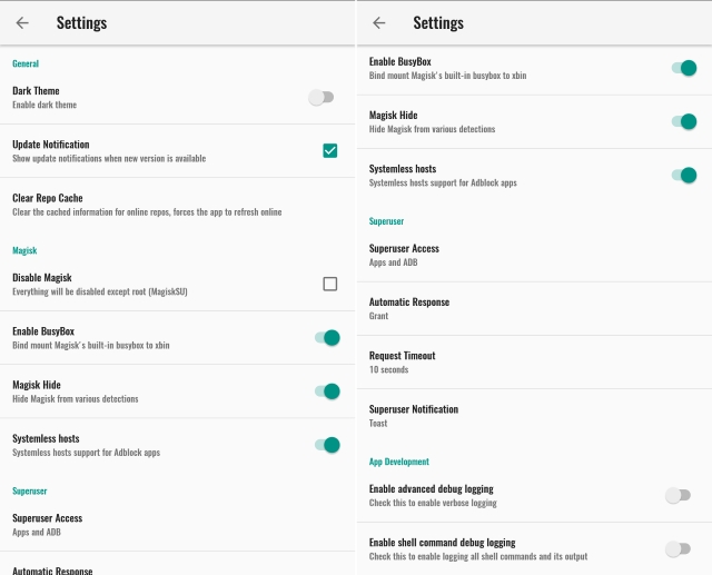 Magisk Settings