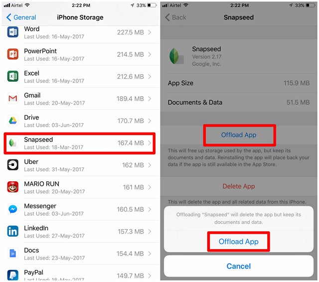 Como descarregar aplicativos no iOS 11 para armazenamento gratuito