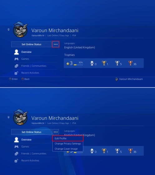 Profil Açık PS4