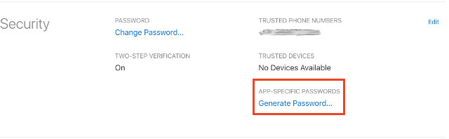 generating the app specific password