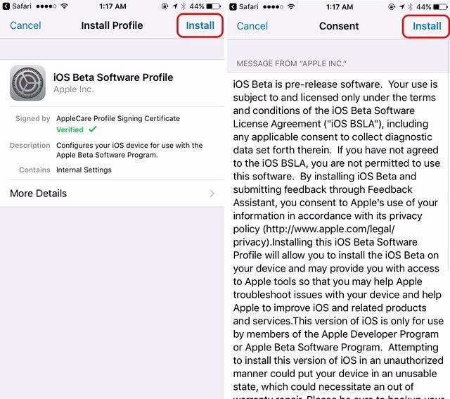 beta ios profile