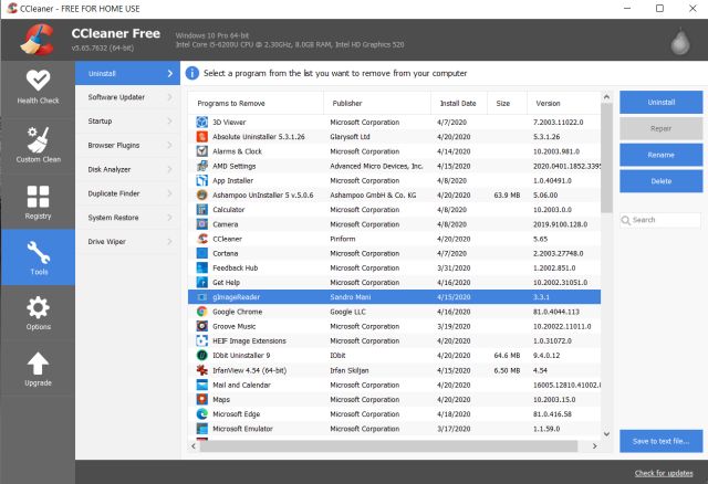 cccleaner vs. advanced uninstaller pro